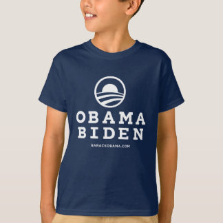 Camiseta Vertical do logotipo de Obama Biden "O" (branco)