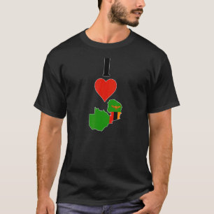 Camiseta Vertical Eu Amo Zâmbia I Heart Zambia Country Flag