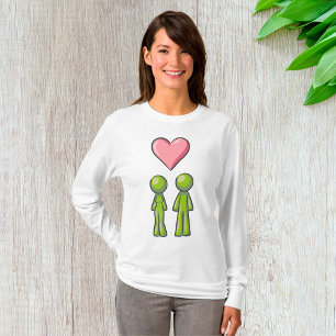 Camiseta Vertical Stick Figura Casal Coração Rosa