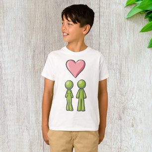 Camiseta Vertical Stick Figura Casal Coração Rosa