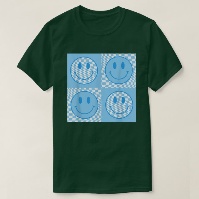 Camiseta Vertro Feliz Rosto Checado Blue Smile Trendent (Frente do Design)