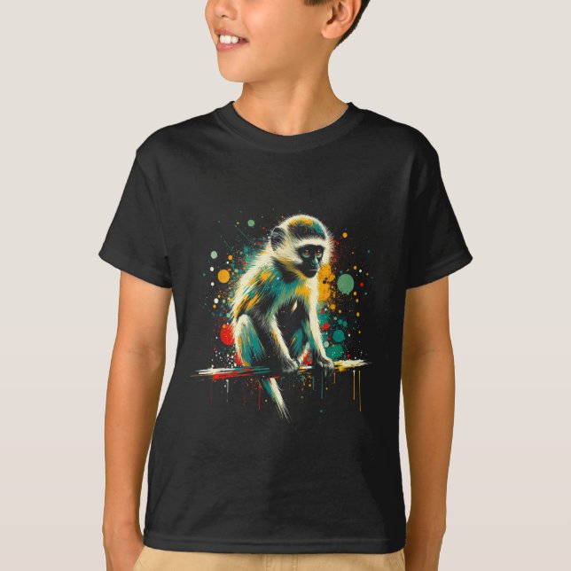 Camiseta Vervet Monkey Minimalist And Vibrant Style Christm (Frente)