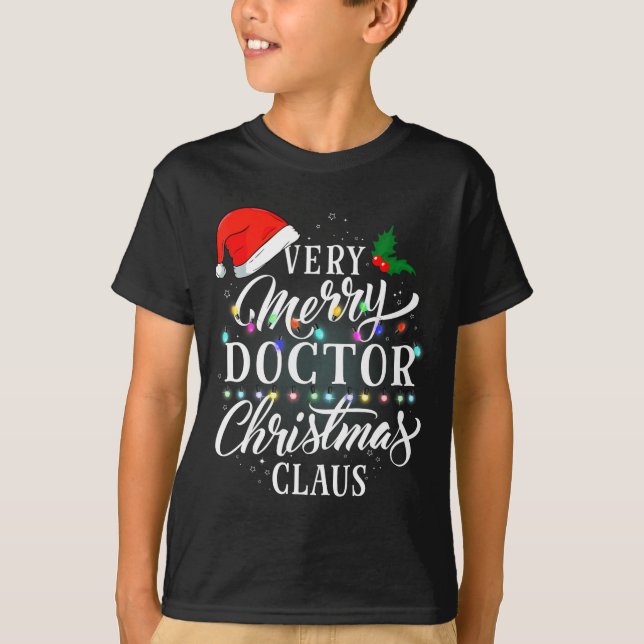 Camiseta Very Merry Doctor Christmas Claus Pajamas  (Frente)