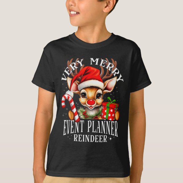 Camiseta Very Merry Event Planner Reindeer Matching Christm (Frente)