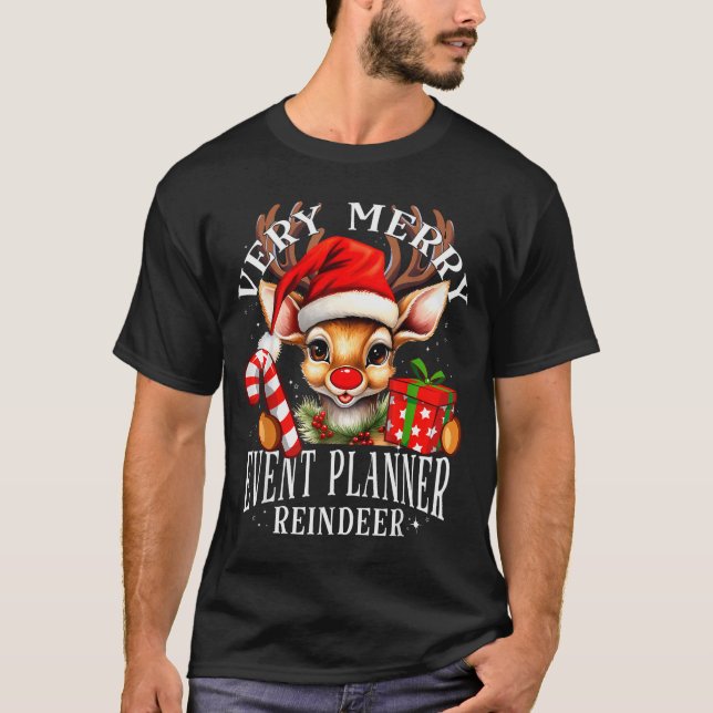 Camiseta Very Merry Event Planner Reindeer Matching Christm (Frente)