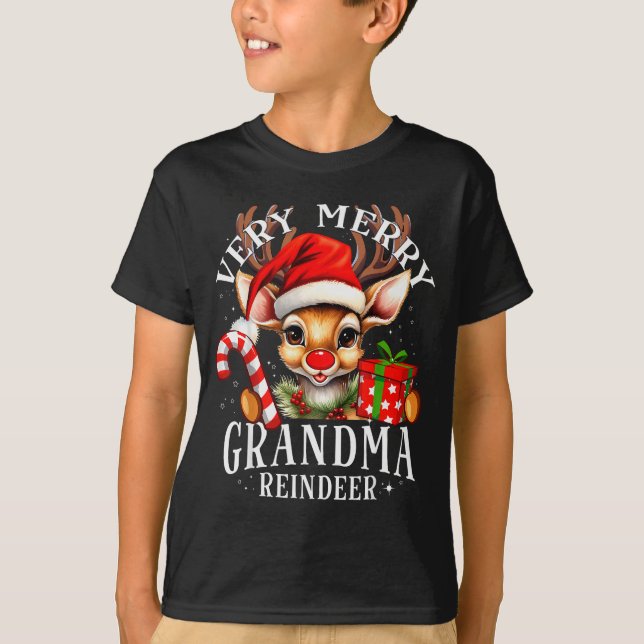 Camiseta Very Merry Grandma Reindeer Matching Christmas  (Frente)