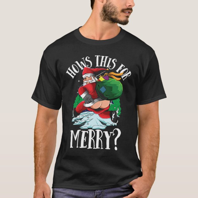 Camiseta Very naughty Santa List Merry Jolly Christmas (Frente)