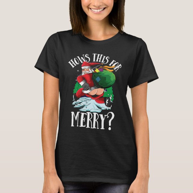 Camiseta Very naughty Santa List Merry Jolly Christmas (Frente)