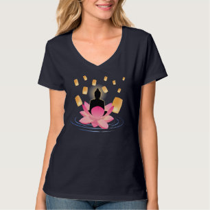 Camiseta Vesak Day Buddha sobre Lotus Lantern Vaisakha