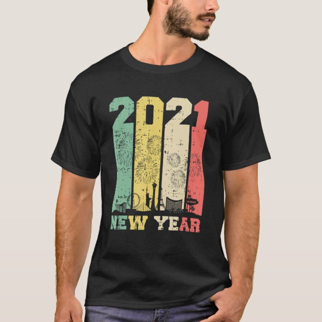 Camiseta véspera de ano novo 2021 Nova York Las Vegas Retro (Frente)