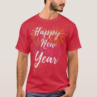 Camiseta Véspera de ano novo Fireworks Artístico Design Hap