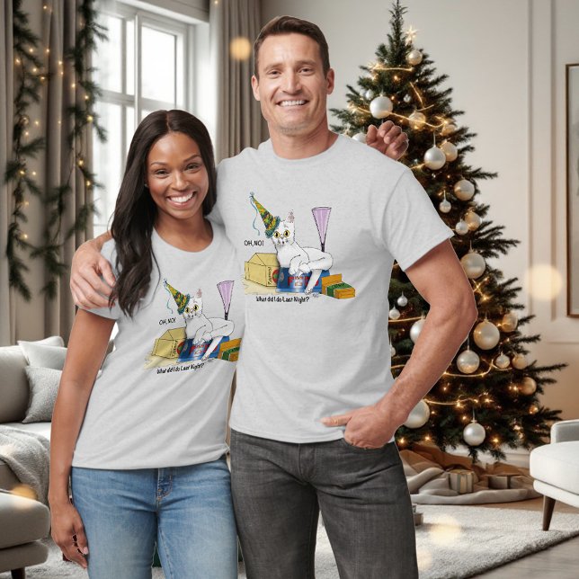 Camiseta Véspera de ano novo Gato Engraçado (Criador carregado)