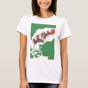 Camiseta Véspera de Natal Vintage, Papai Noel Retrô em Tren