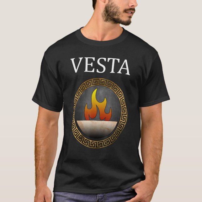 Camiseta Vesta Roman Goddese De Coração E Símbolo Doméstico (Frente)
