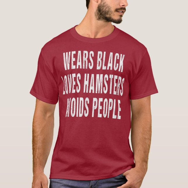 Camiseta Veste Black ama Hamsters evita Pessoas Animal (Frente)