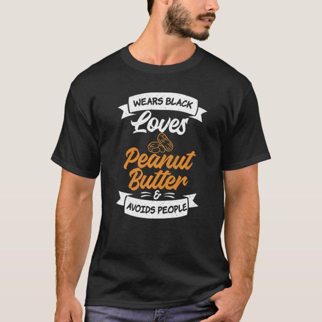 Camiseta Veste Manteiga De Amendoim Preta E Evita Pessoas (Frente)