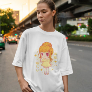 Camiseta Vestido de Menina de Anime Kawaii