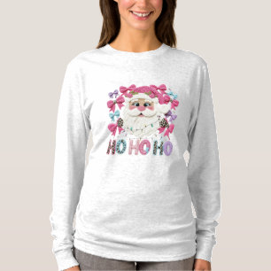 Camiseta Vestido de Natal Ho Ho Ho Santa Feminino – Bordado