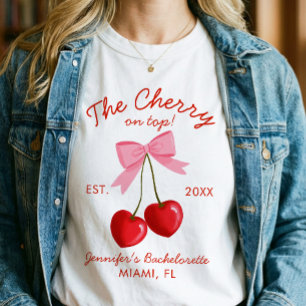Camiseta Vestido de Noiva Cereja no Topo Despedida de Solte
