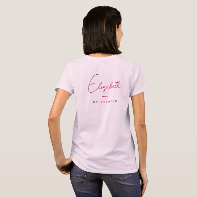Camiseta Vestido de Solteira de Mulheres Bridesmaid Dupla F (Parte Traseira Completa)