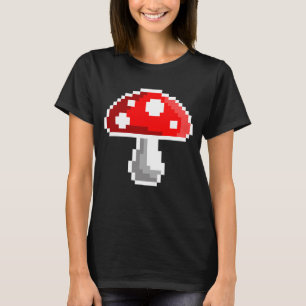 Camiseta Vestido do Hoodie do cogumelo do pixel (escuro)