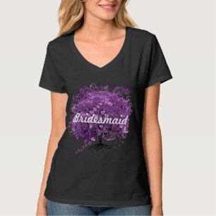 Camiseta Vestido Túnica de Noiva com Folha de Coração Roxo 