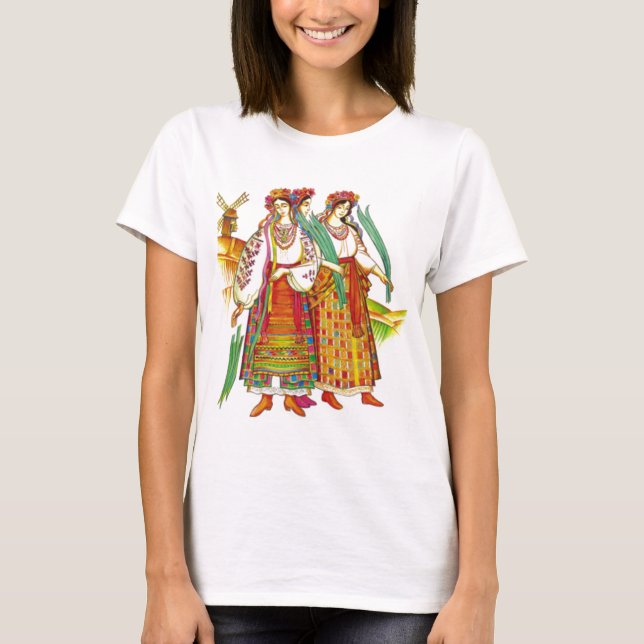 Camiseta Vestido ucraniano tradicional de Kyivschyna (Frente)