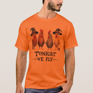 Camiseta Vestígios de galinha das bruxas do Halloween
