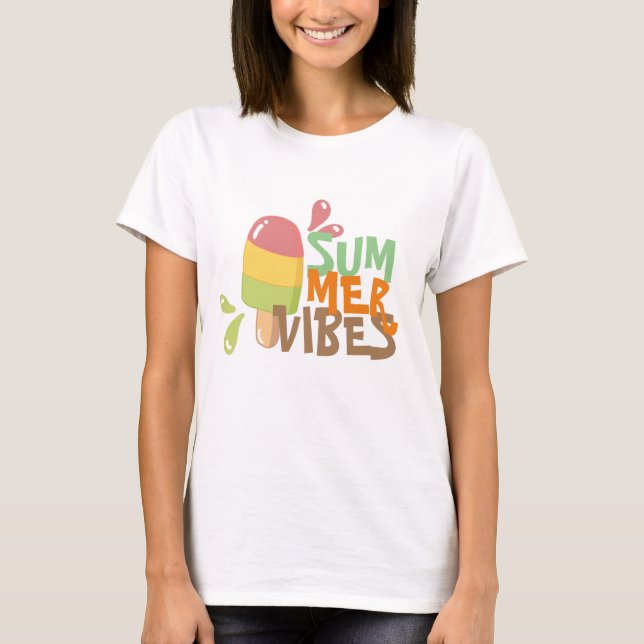 Camiseta Vestígios de verão coloridas mulheres de férias de (Frente)