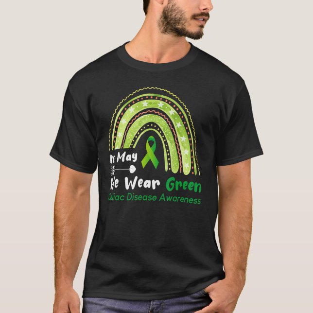 Camiseta Vestimos a consciência da doença celíaca verde Mês (Frente)