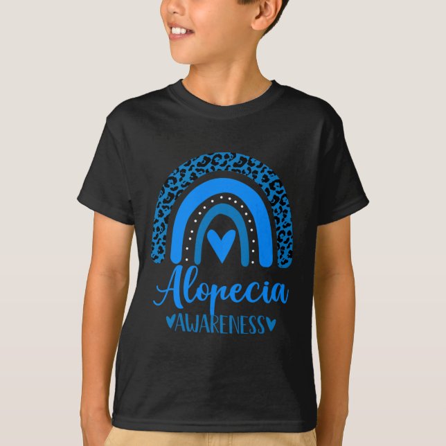 Camiseta vestimos as mulheres do arco-íris azul para Alopec (Frente)