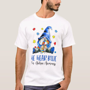 Camiseta Vestimos Azul Para Consciência Autismo Mês Gnome