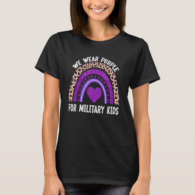 Camiseta Vestimos Roxo Para Crianças Militares Mês Do Mili (Frente)