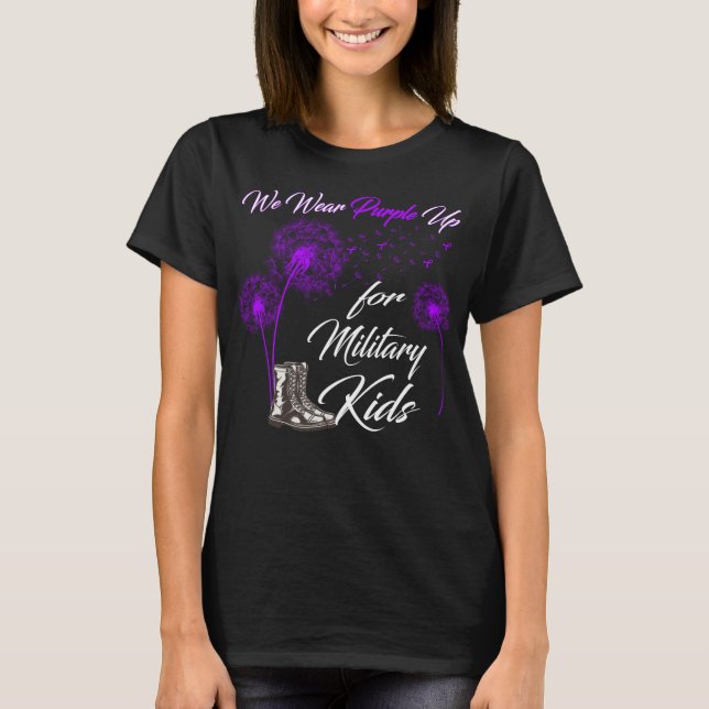 Camiseta Vestimos Roxo para Crianças Militares, Militares (Frente)