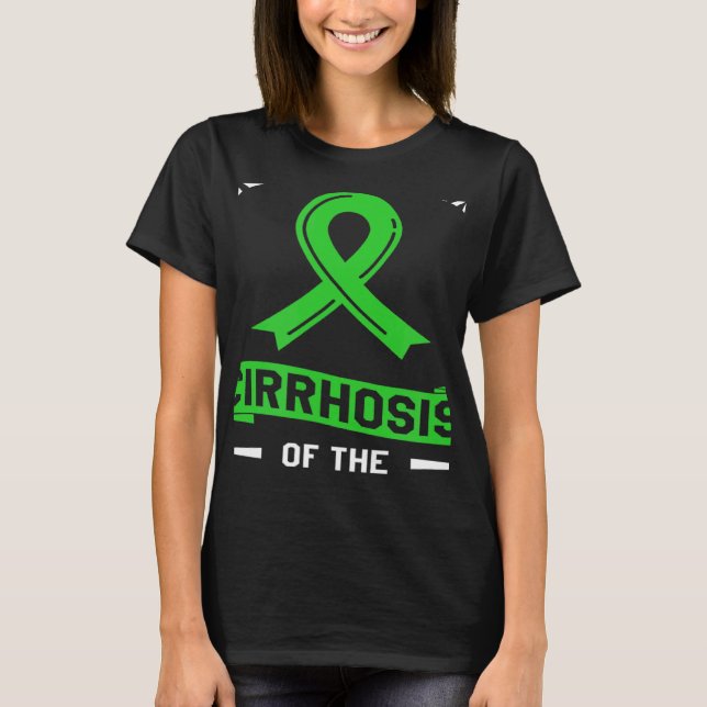 Camiseta Vestimos Verde Para Cirrose Da Consciência Do Fíga (Frente)