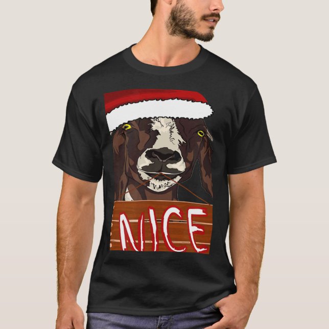 Camiseta Vestindo Santa Hat Belo Sinal Bate Cabra de Natal (Frente)