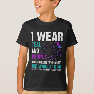 Camiseta Vestir A Consciência Do Suicídio Em Teal E Roxo E