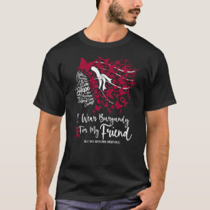 Camiseta Vestir Borgonha Para Meu Amigo Múltiplo Mieloma Co
