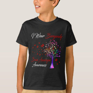 Camiseta Vestir Fita de Consciência do Cérebro Burgundy