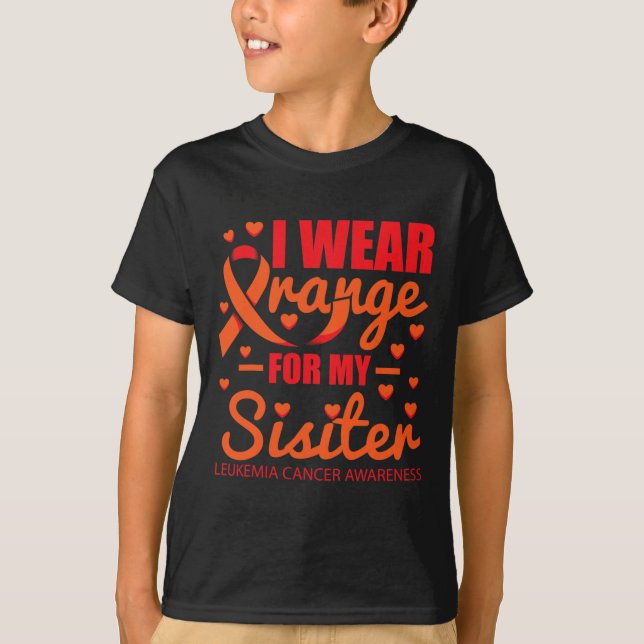 Camiseta Vestir Laranja Para Leucemia Irmã (Frente)