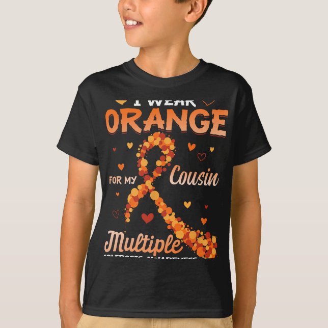 Camiseta Vestir Laranja Para Meu Primo Com Esclerose Múltip (Frente)