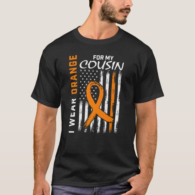 Camiseta Vestir Laranja Para Meu Primo Com Esclerose Múltip (Frente)