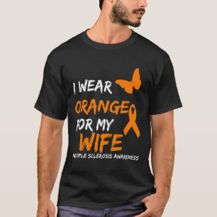 Camiseta Vestir Laranja Para Minha Esposa Fita De Esclerose