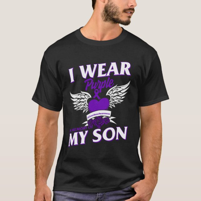 Camiseta Vestir Roxo Em Memória Da Consciência Da Sobredosa (Frente)