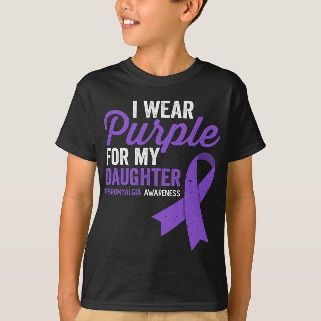Camiseta Vestir Roxo Para Minha Filha Fibromialgia Sensibil (Frente)