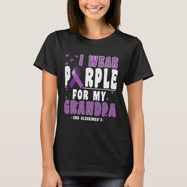 Camiseta Vestir Roxo Para O Avô Alzheimer Alzheimer Alzheim (Frente)