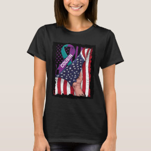 Camiseta Vestir Teal E Roxo Para O Meu Suicídio Primo Aware