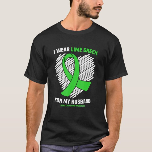 Camiseta Vestir Verde limão Por Minha Lesão Na Medula Espin (Frente)