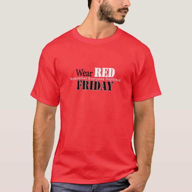 Camiseta Vestir vermelho na sexta-feira (Frente)