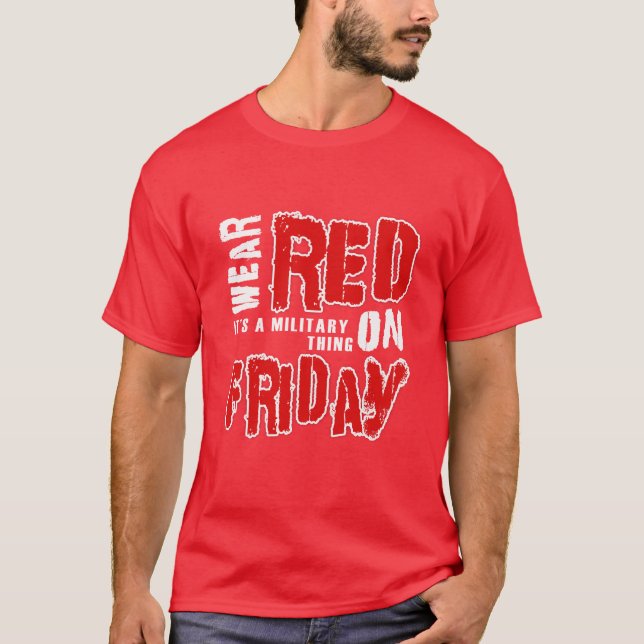 Camiseta Vestir vermelho na sexta-feira (Frente)